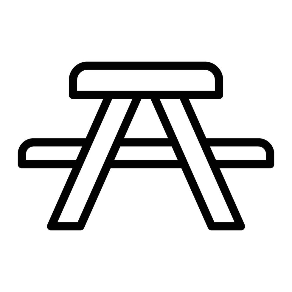 Picnic Table Line Icon Design vector