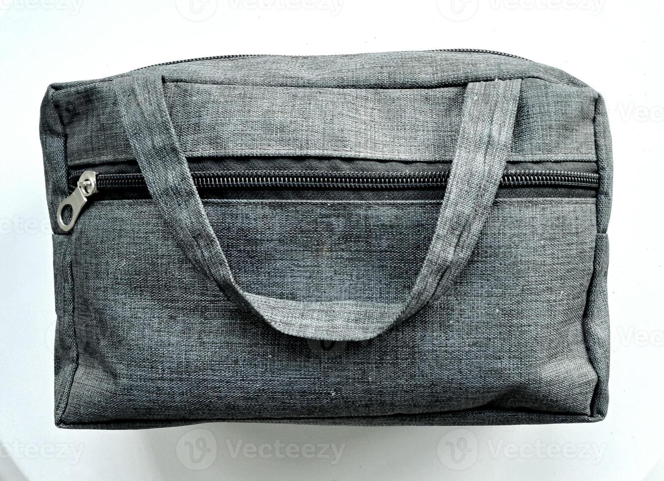 Pouch or bag fabric with gray color on white background photo