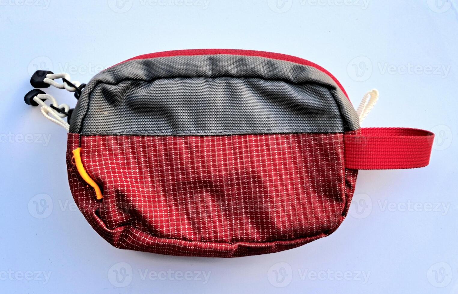 Pouch or bag fabric with gray color on white background photo