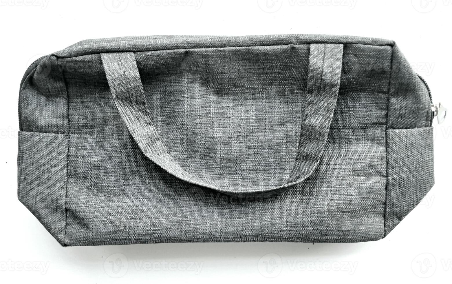 Pouch or bag fabric with gray color on white background photo