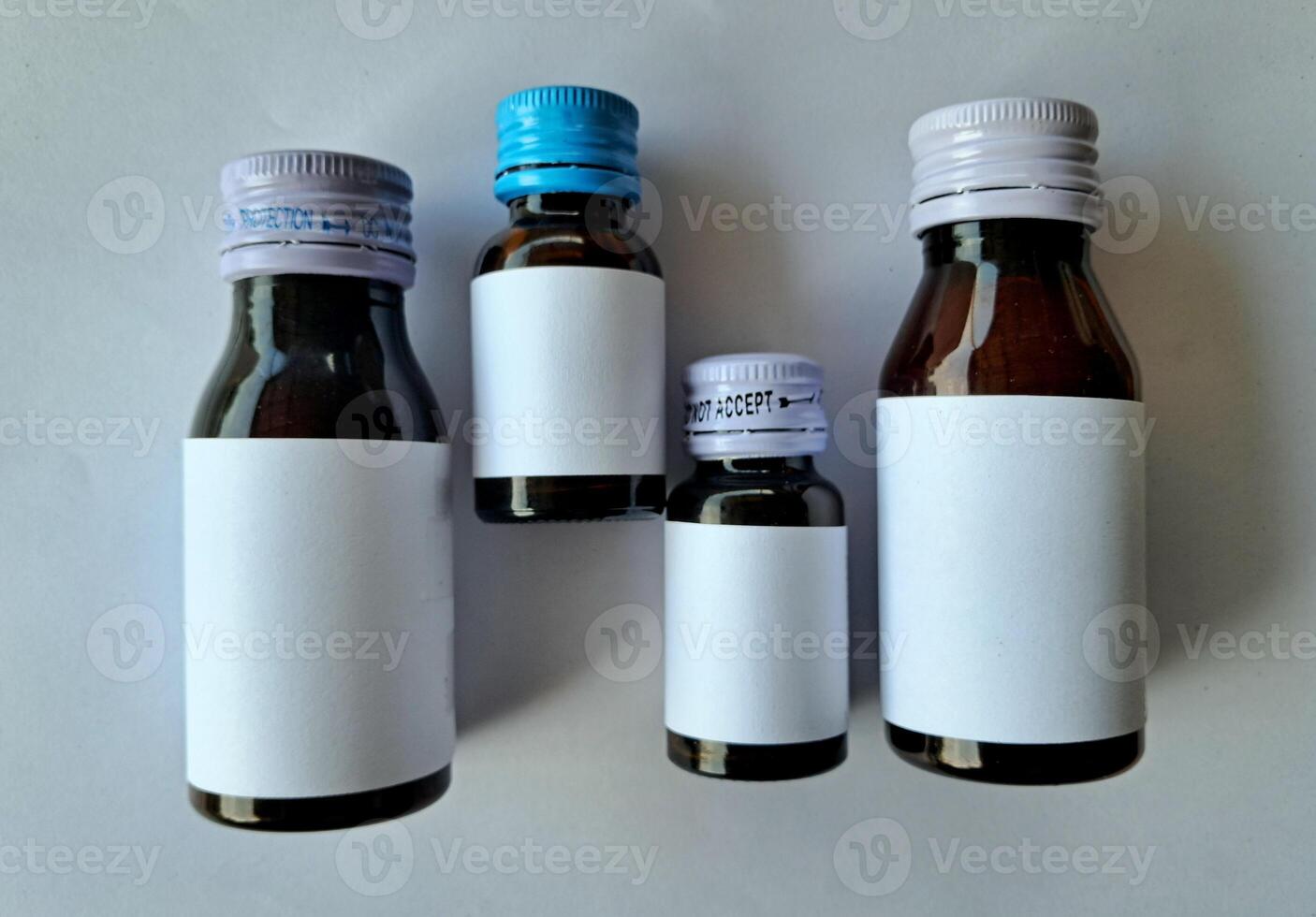 Medicine bottle brown color with a blank label for mockup or presentation mockup collection photo
