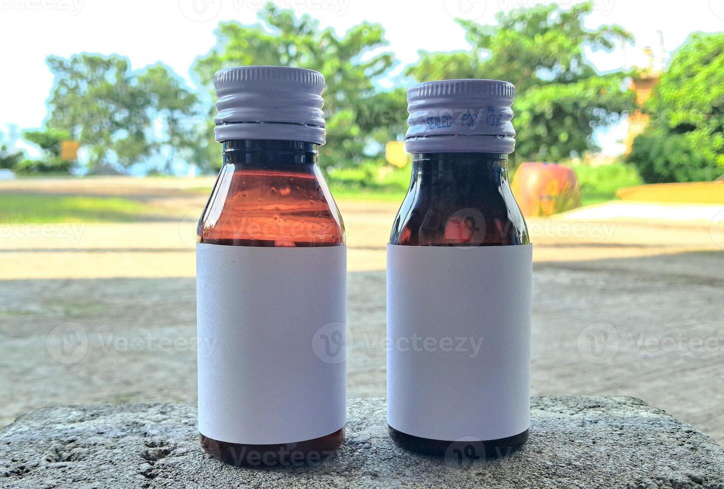 Medicine bottle brown color with a blank label for mockup or presentation mockup collection photo