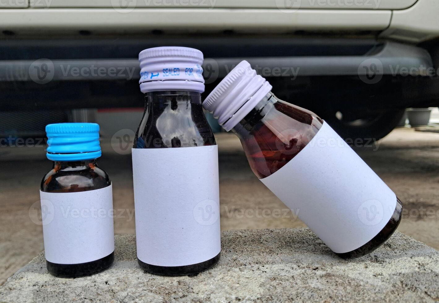 Medicine bottle brown color with a blank label for mockup or presentation mockup collection photo