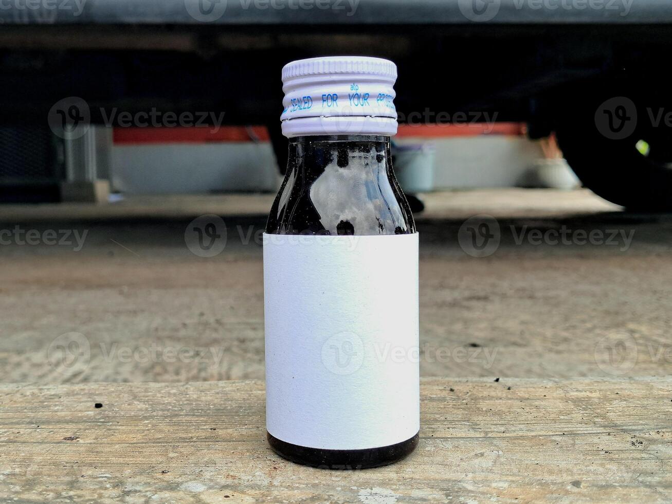 Medicine bottle brown color with a blank label for mockup or presentation mockup collection photo