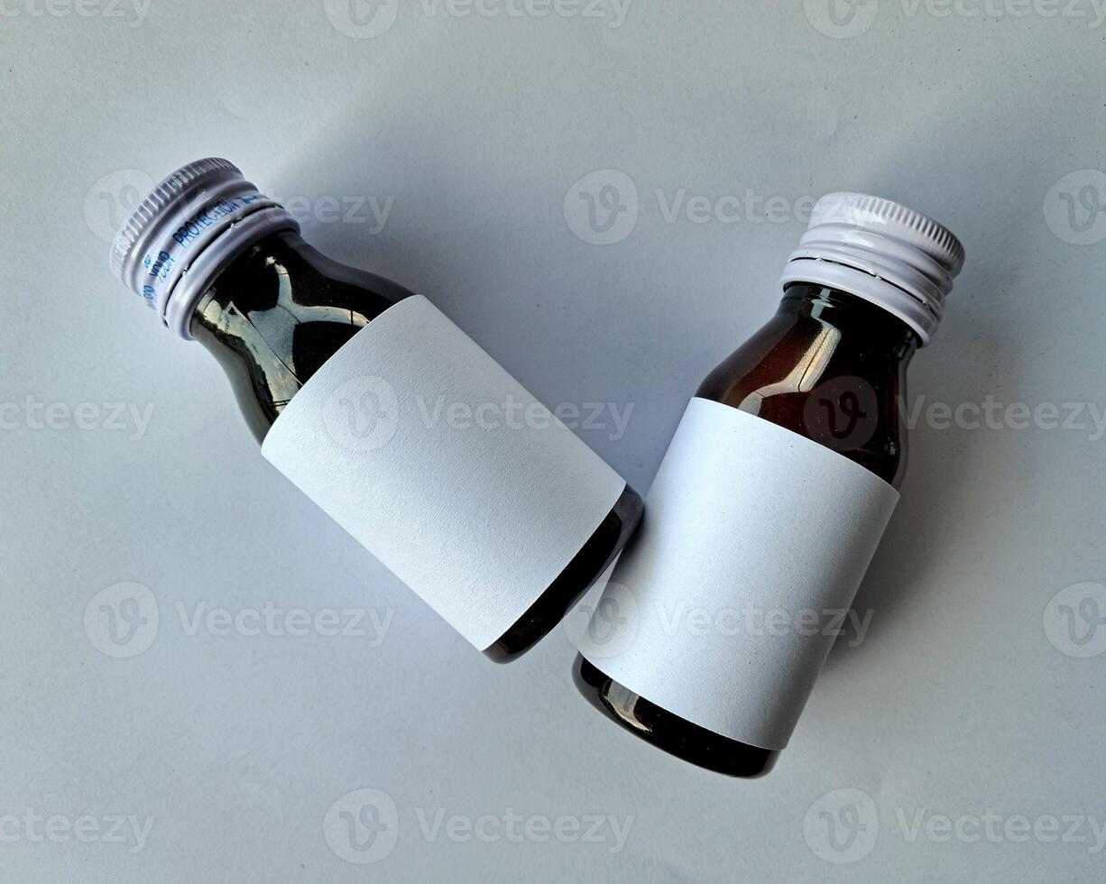 Medicine bottle brown color with a blank label for mockup or presentation mockup collection photo
