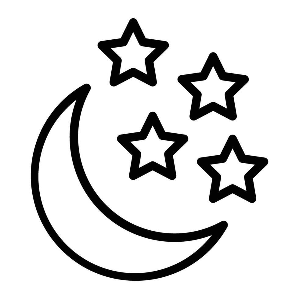 Moon And Stars Line Icon Design vector