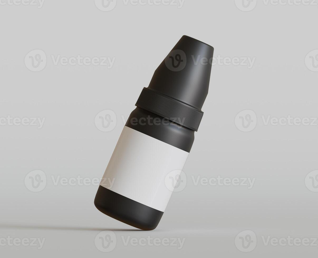 3d rendering. eyedropper bottle mockup on gray background photo