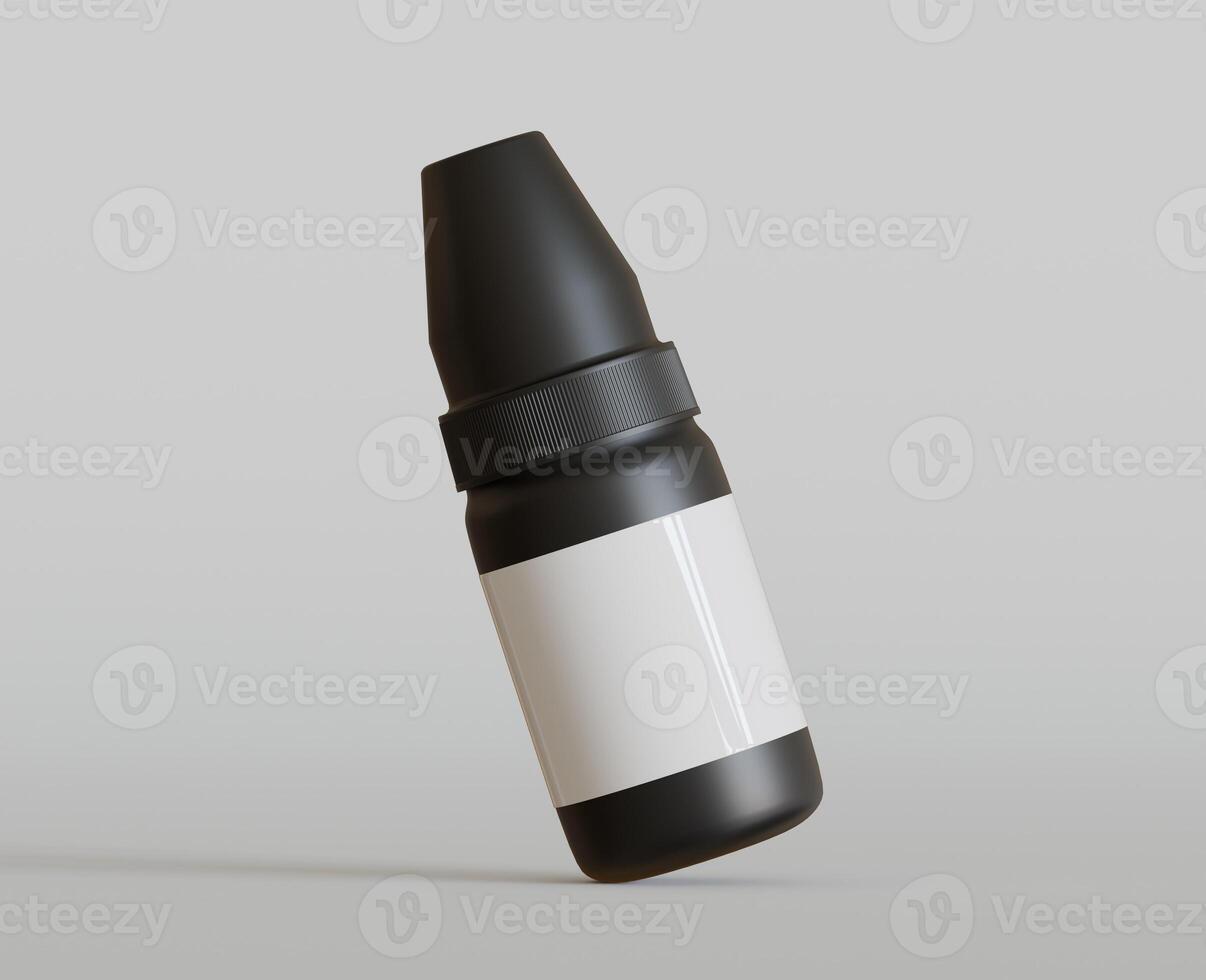 3d rendering. eyedropper bottle mockup on gray background photo