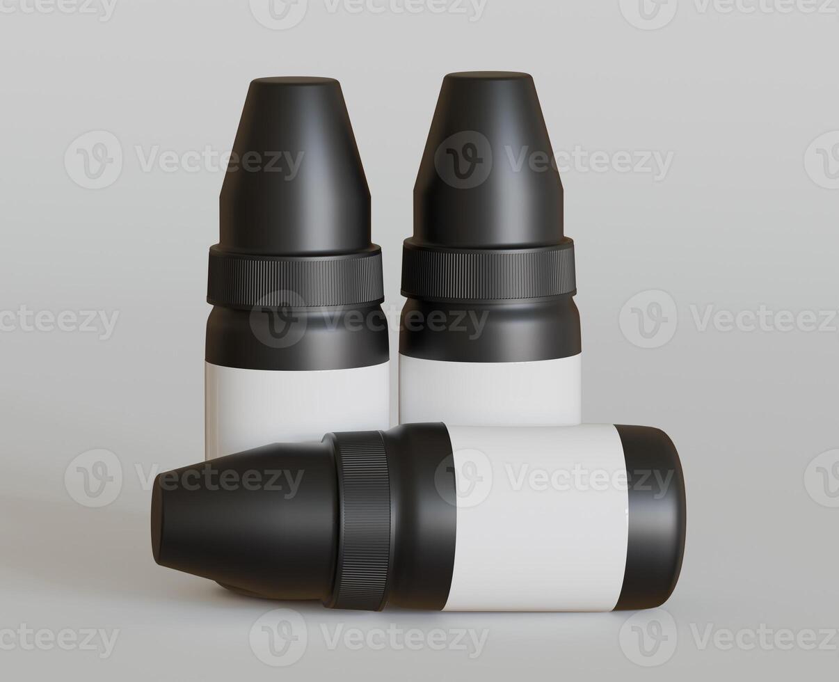 3d rendering. eyedropper bottle mockup on gray background photo