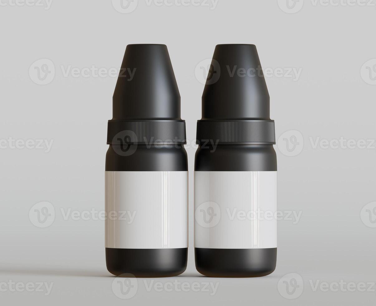 3d rendering. eyedropper bottle mockup on gray background photo