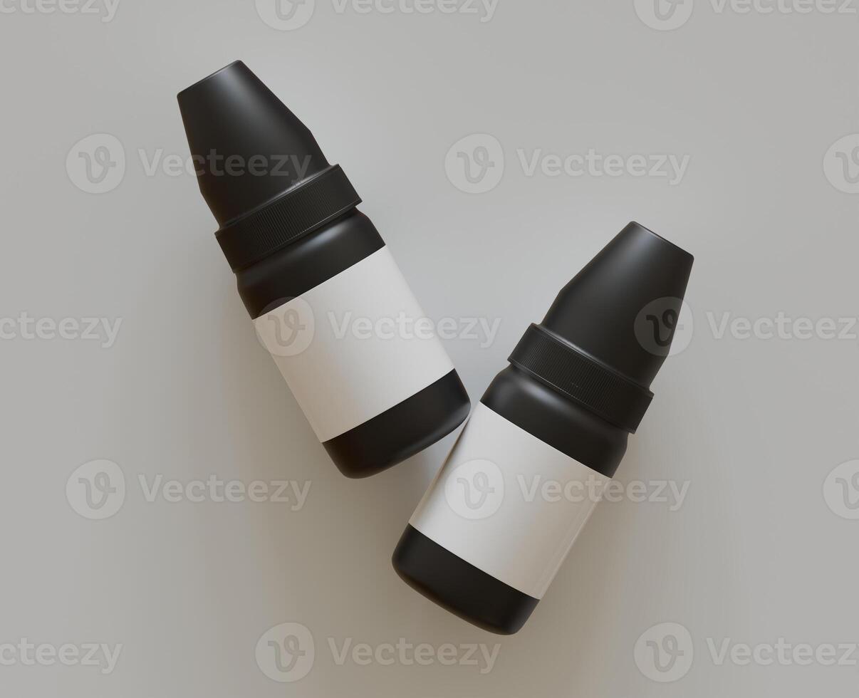 3d rendering. eyedropper bottle mockup on gray background photo