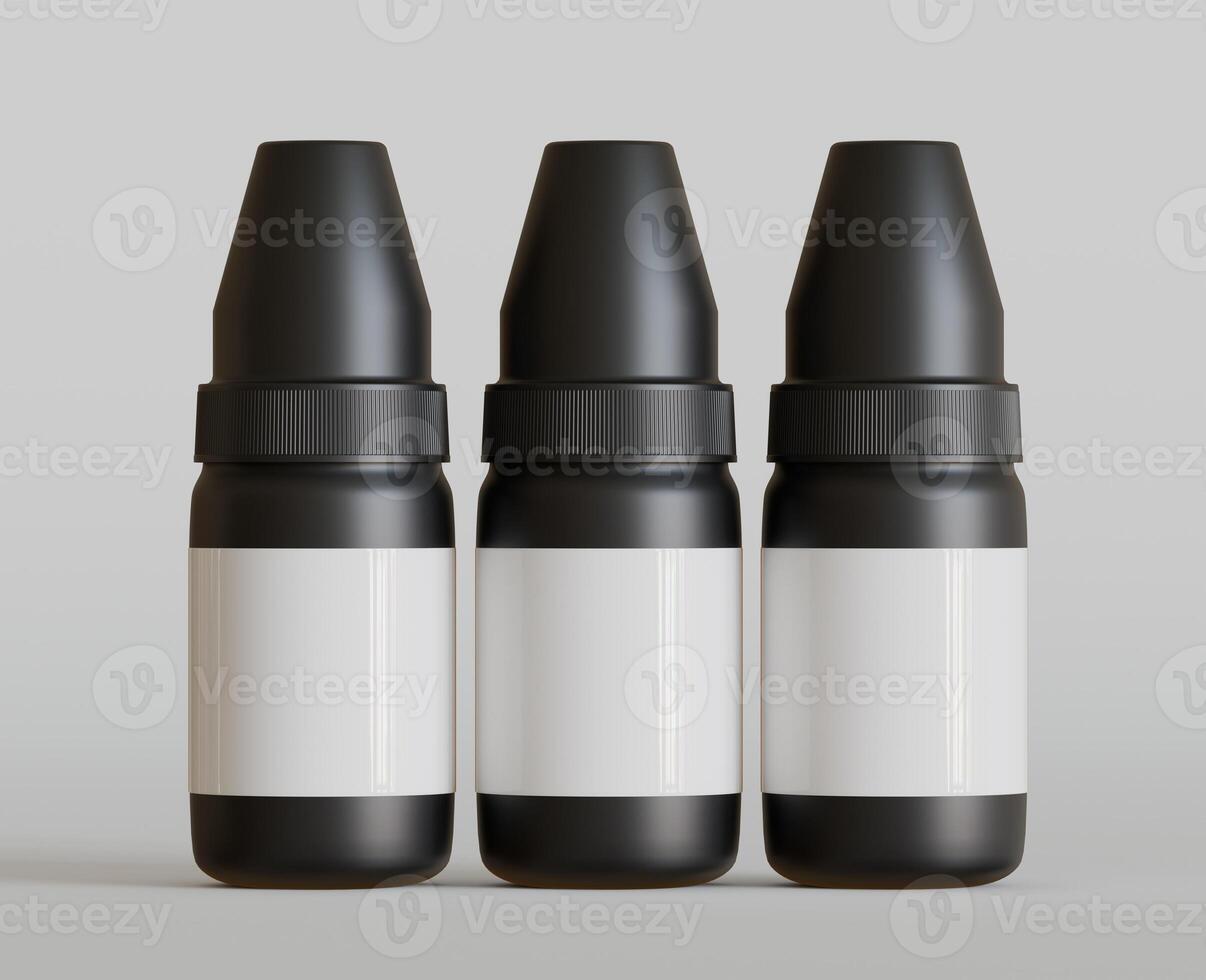 3d rendering. eyedropper bottle mockup on gray background photo