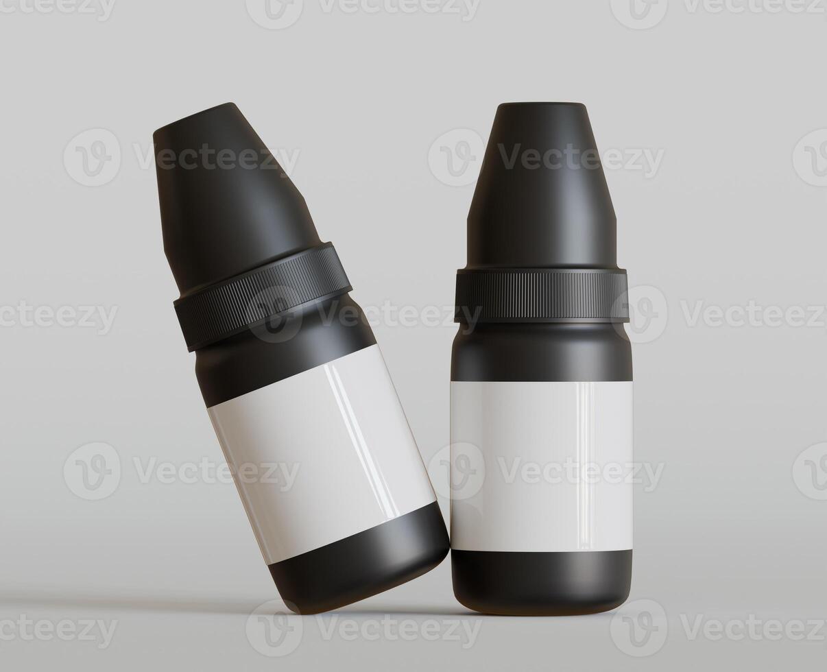 3d rendering. eyedropper bottle mockup on gray background photo