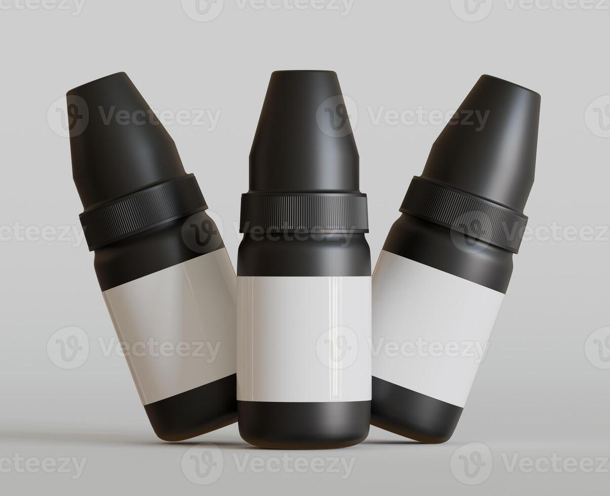 3d rendering. eyedropper bottle mockup on gray background photo