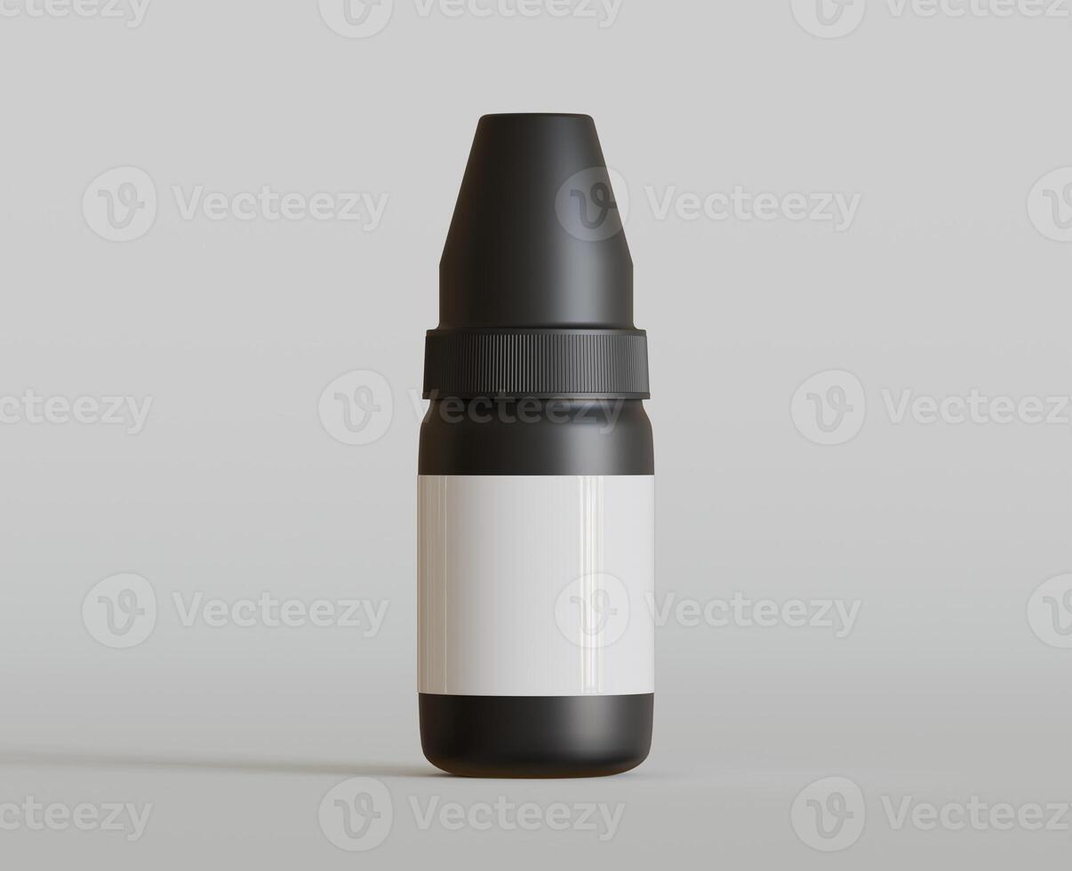 3d rendering. eyedropper bottle mockup on gray background photo