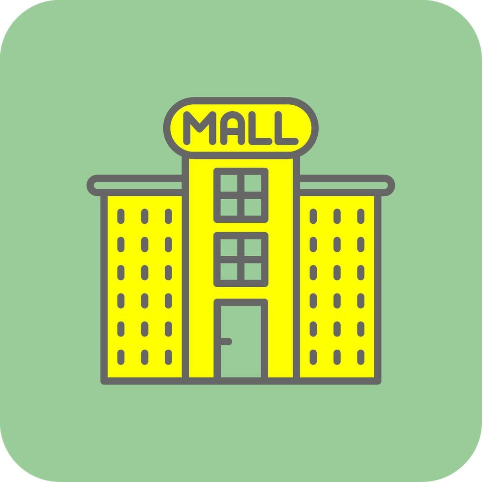 Shopping Mall Filled Yellow Icon vector