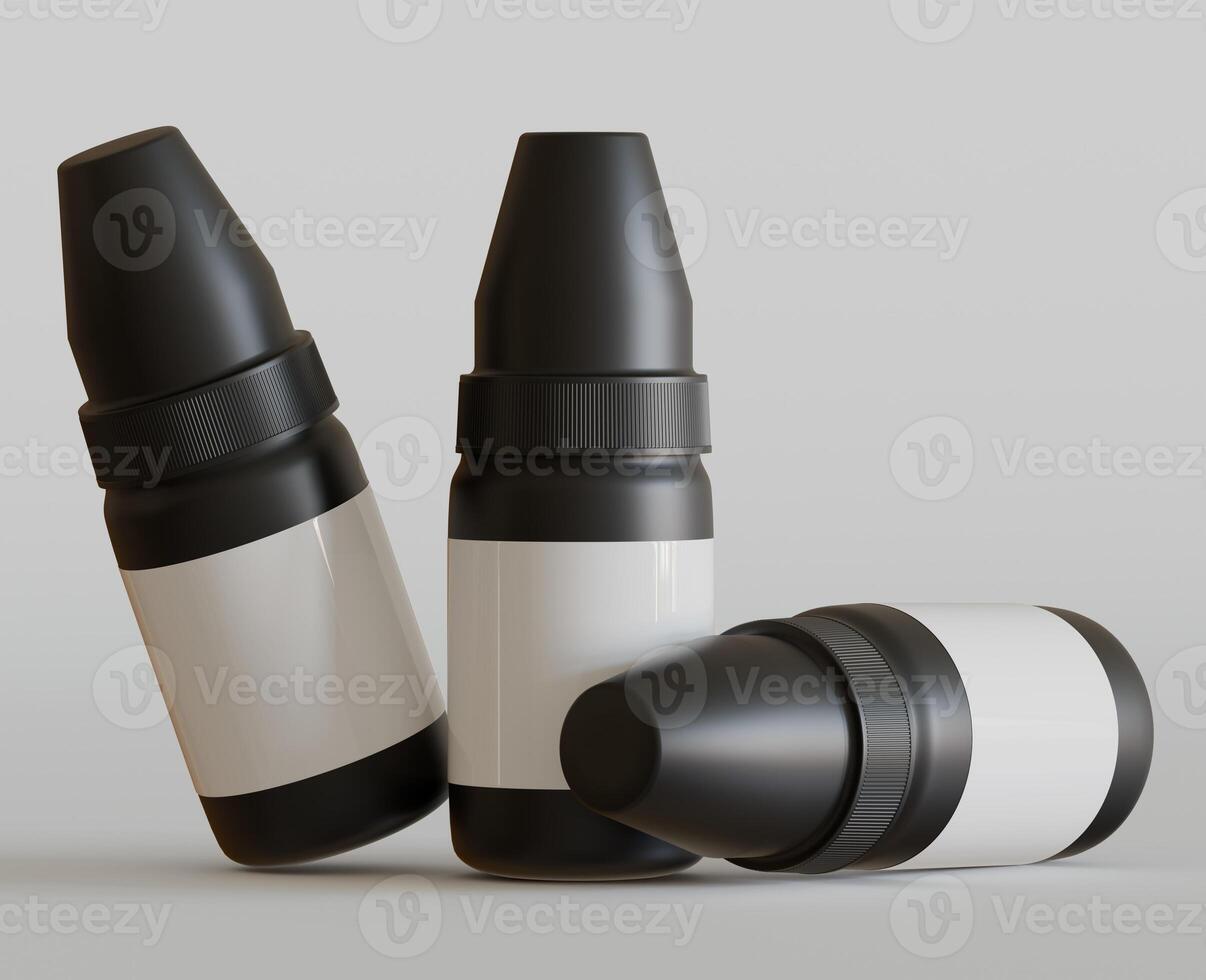 3d rendering. eyedropper bottle mockup on gray background photo
