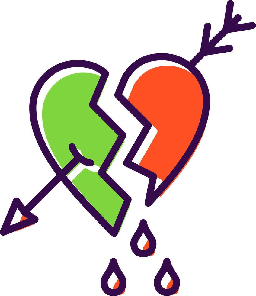 Broken Heart filled Design Icon vector