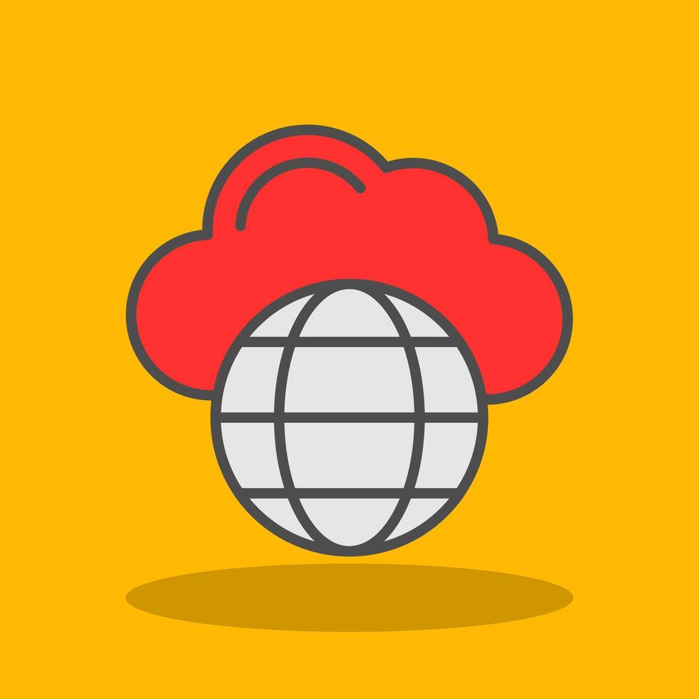 Cloud Network Filled Shadow Icon vector