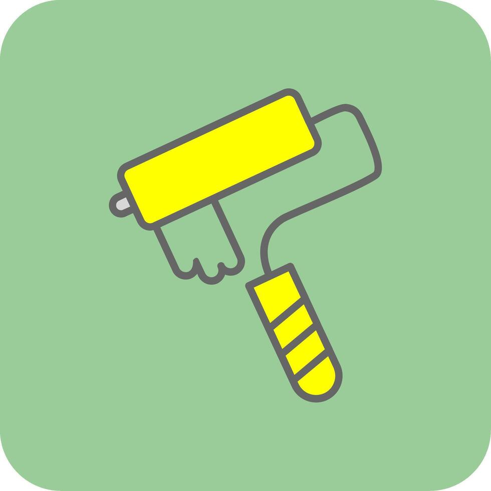 Paint Roller Filled Yellow Icon vector