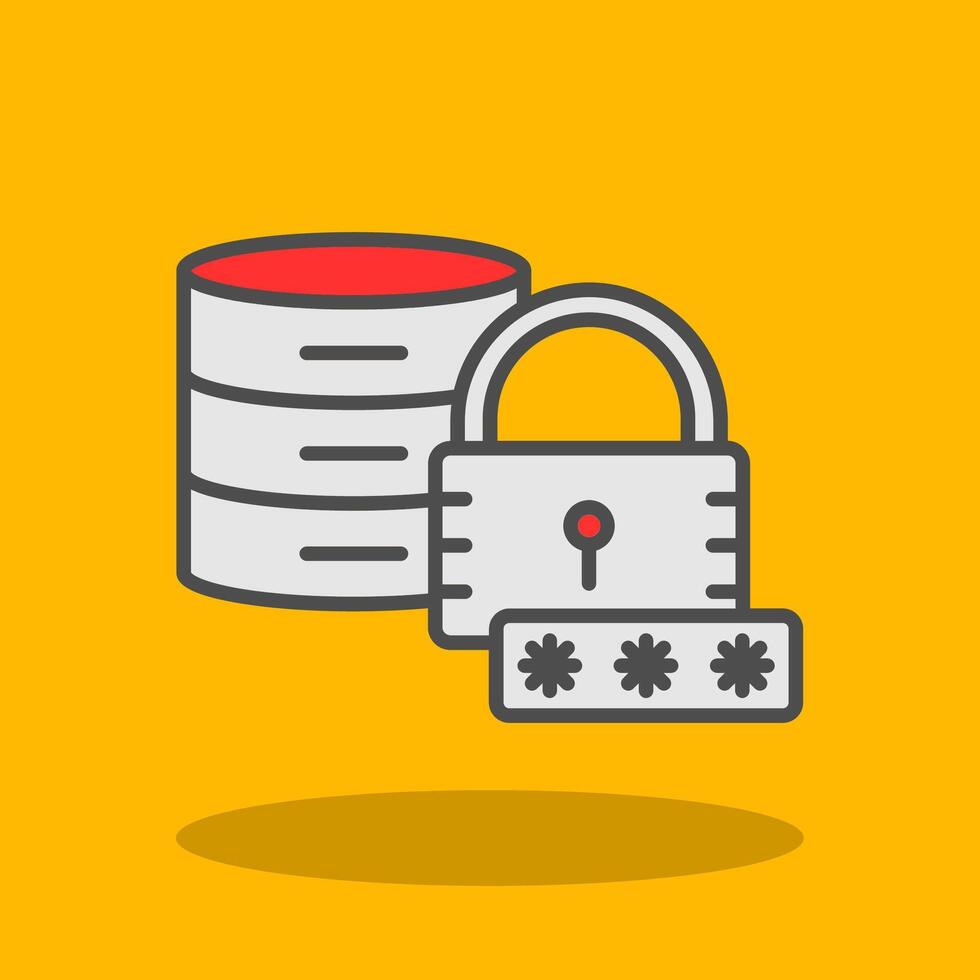 Secured Database Filled Shadow Icon vector