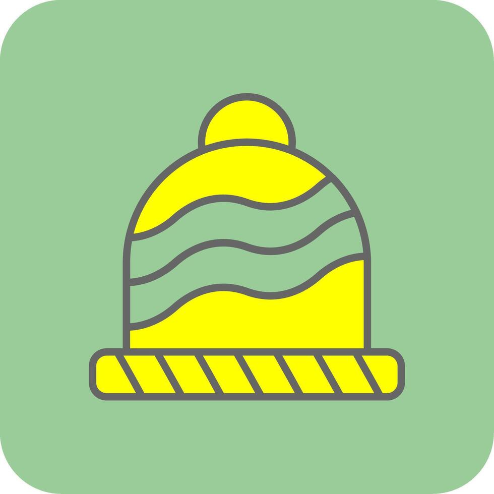 Wool Hat Filled Yellow Icon vector