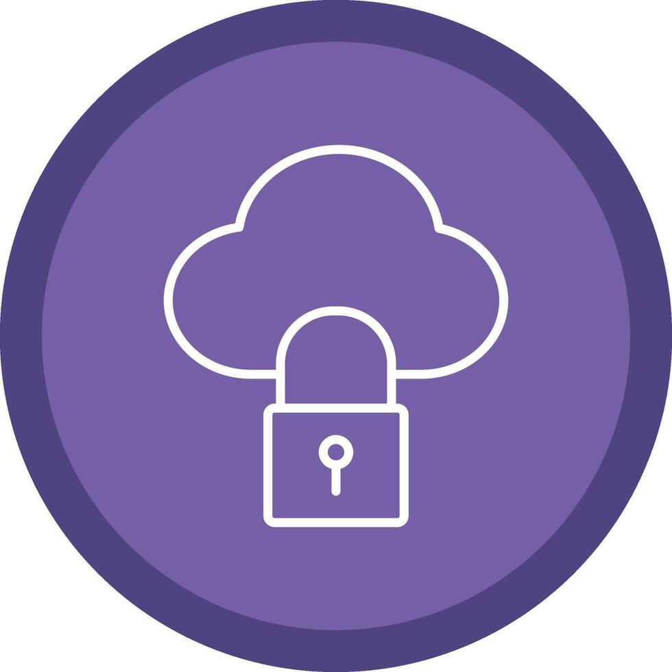 Cloud Lock Line Multi Circle Icon vector