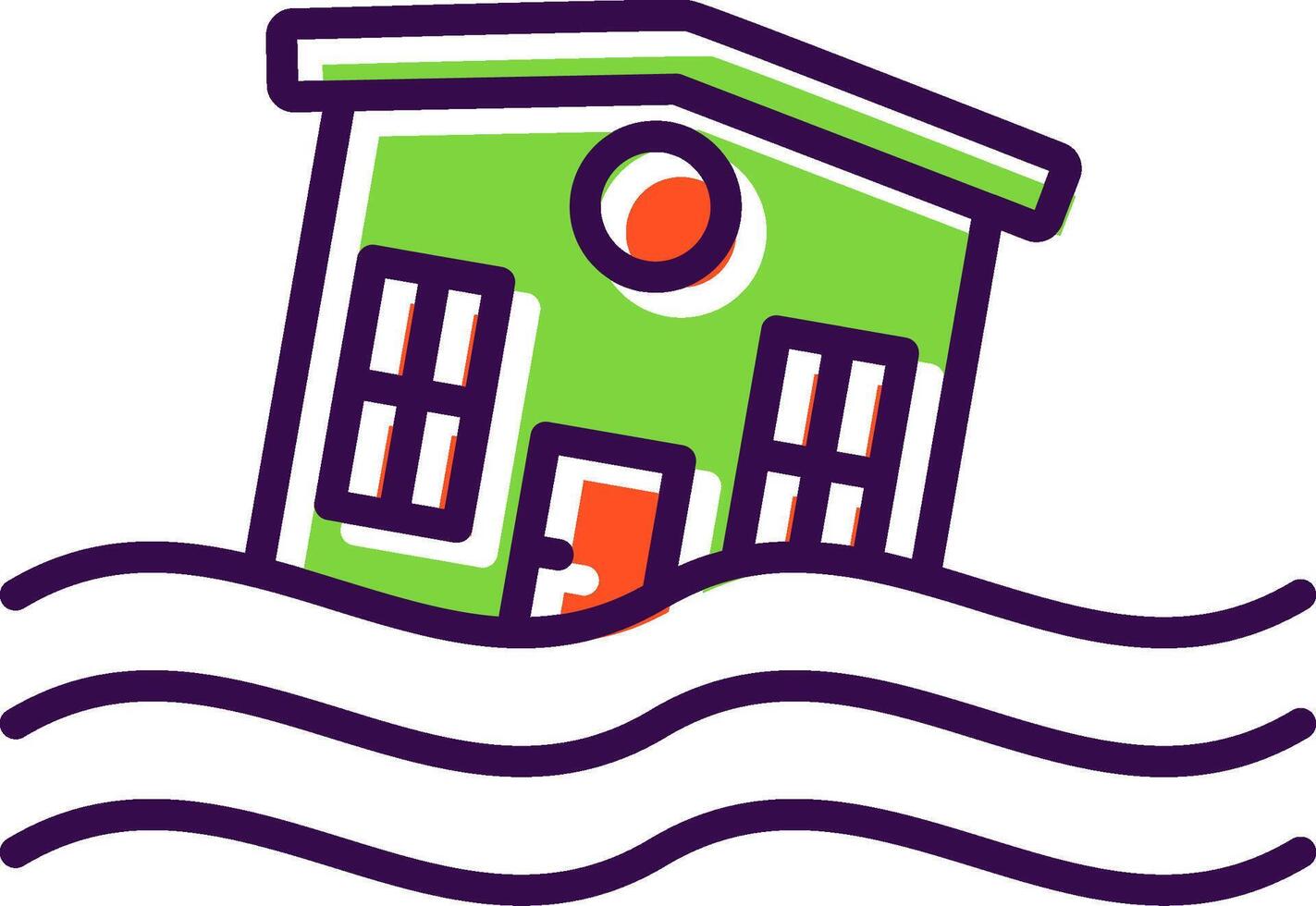 Flooded House filled Design Icon vector