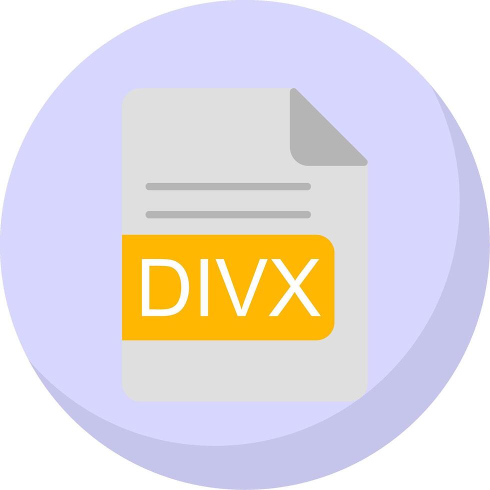 divx archivo formato plano burbuja icono vector