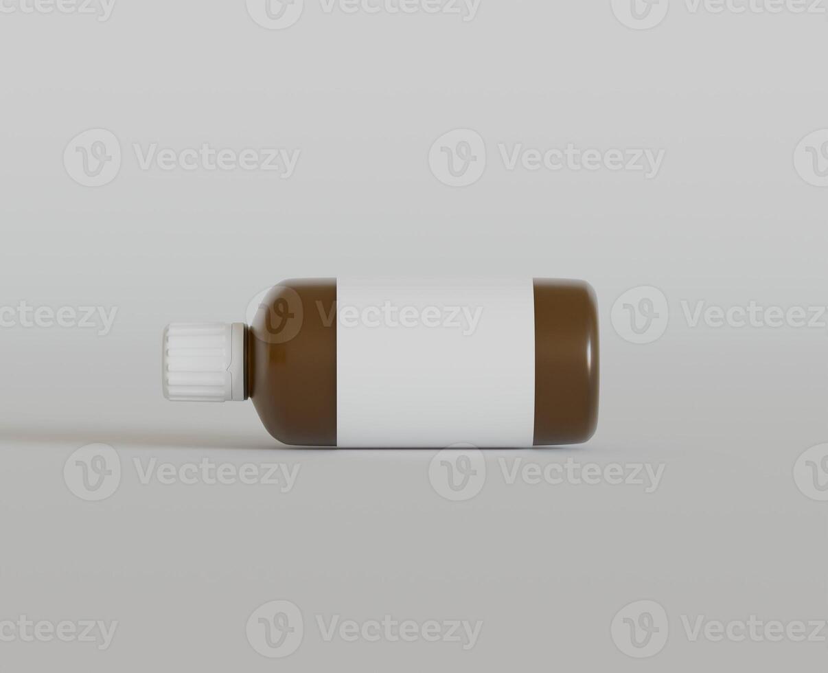 Medicine bottle mockup brown color realistic render photo