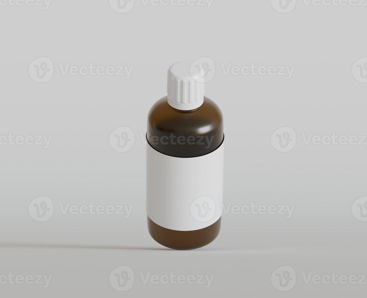 Medicine bottle mockup brown color realistic render photo