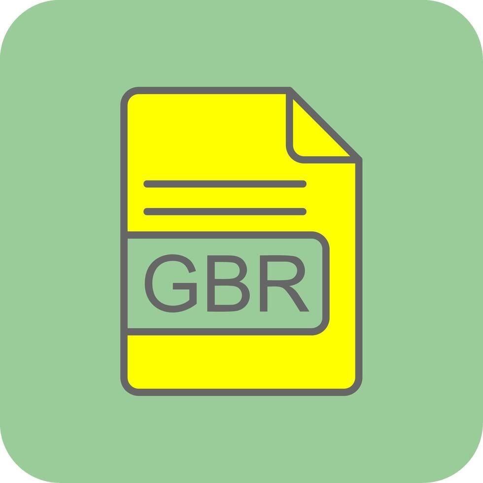 GBR File Format Filled Yellow Icon vector