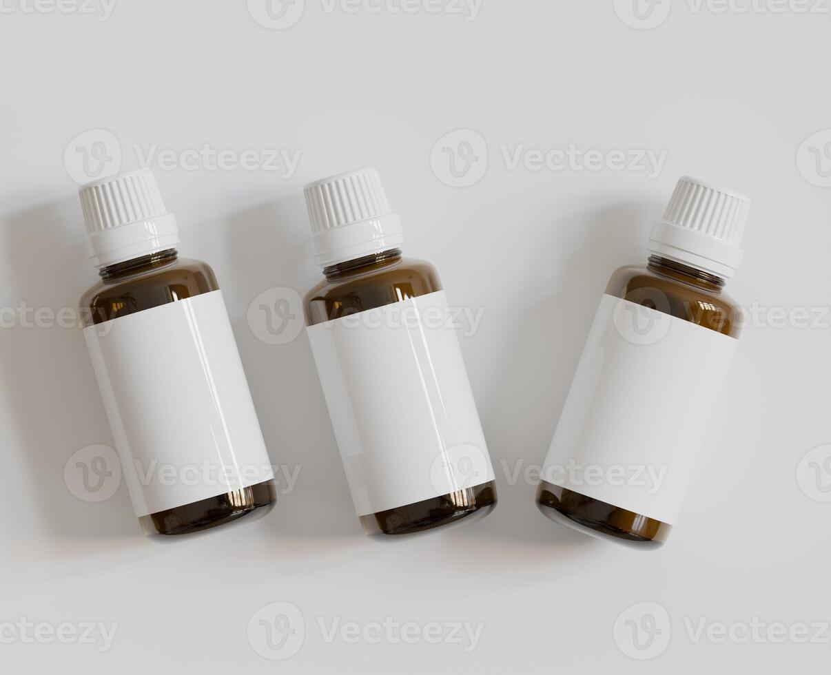 Dropper Bottle Mock-Up - Blank Label on white or bright background photo