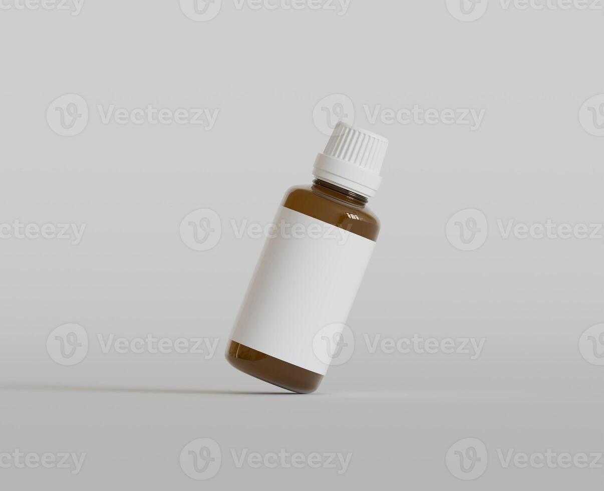 Dropper Bottle Mock-Up - Blank Label on white or bright background photo