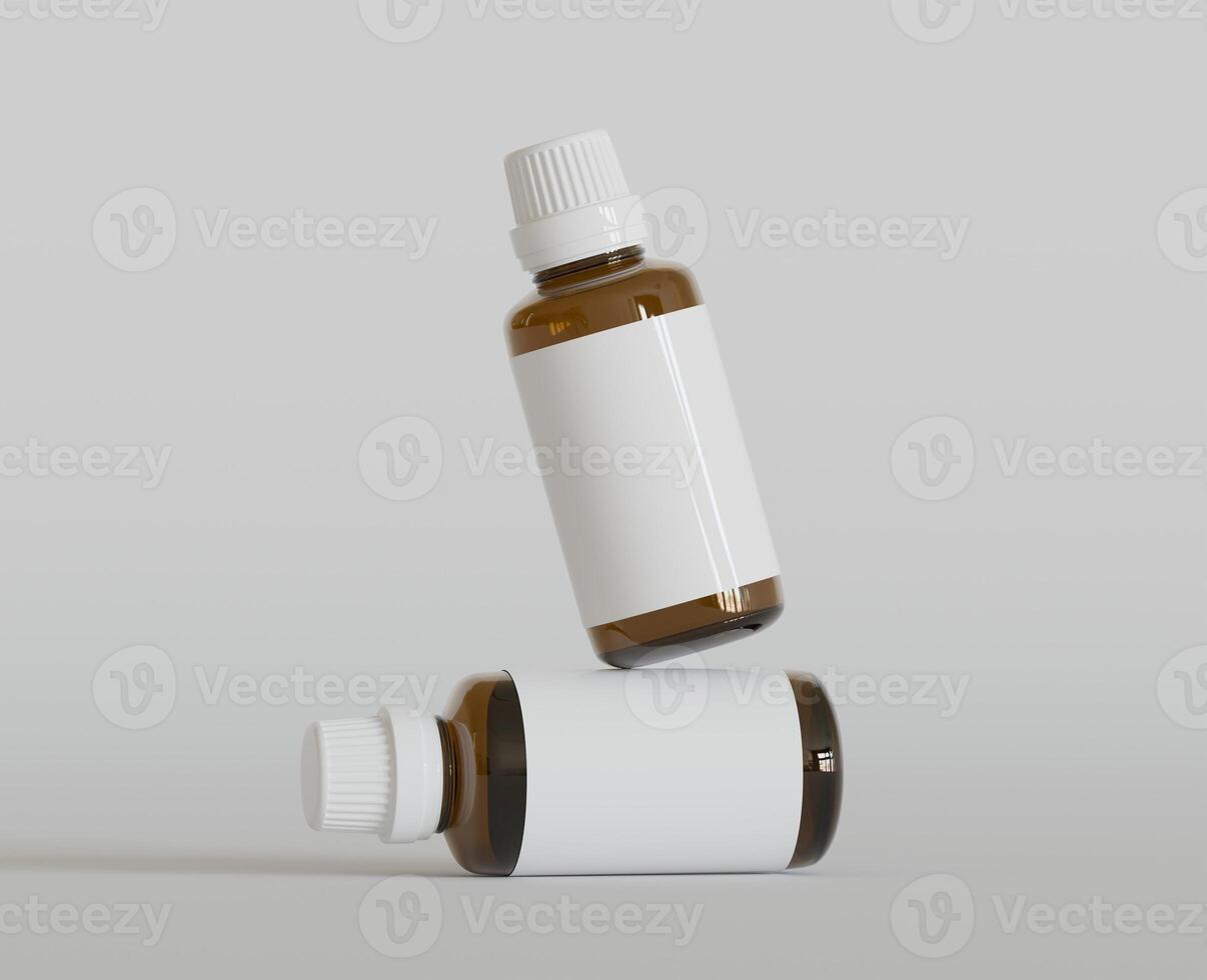 Dropper Bottle Mock-Up - Blank Label on white or bright background photo