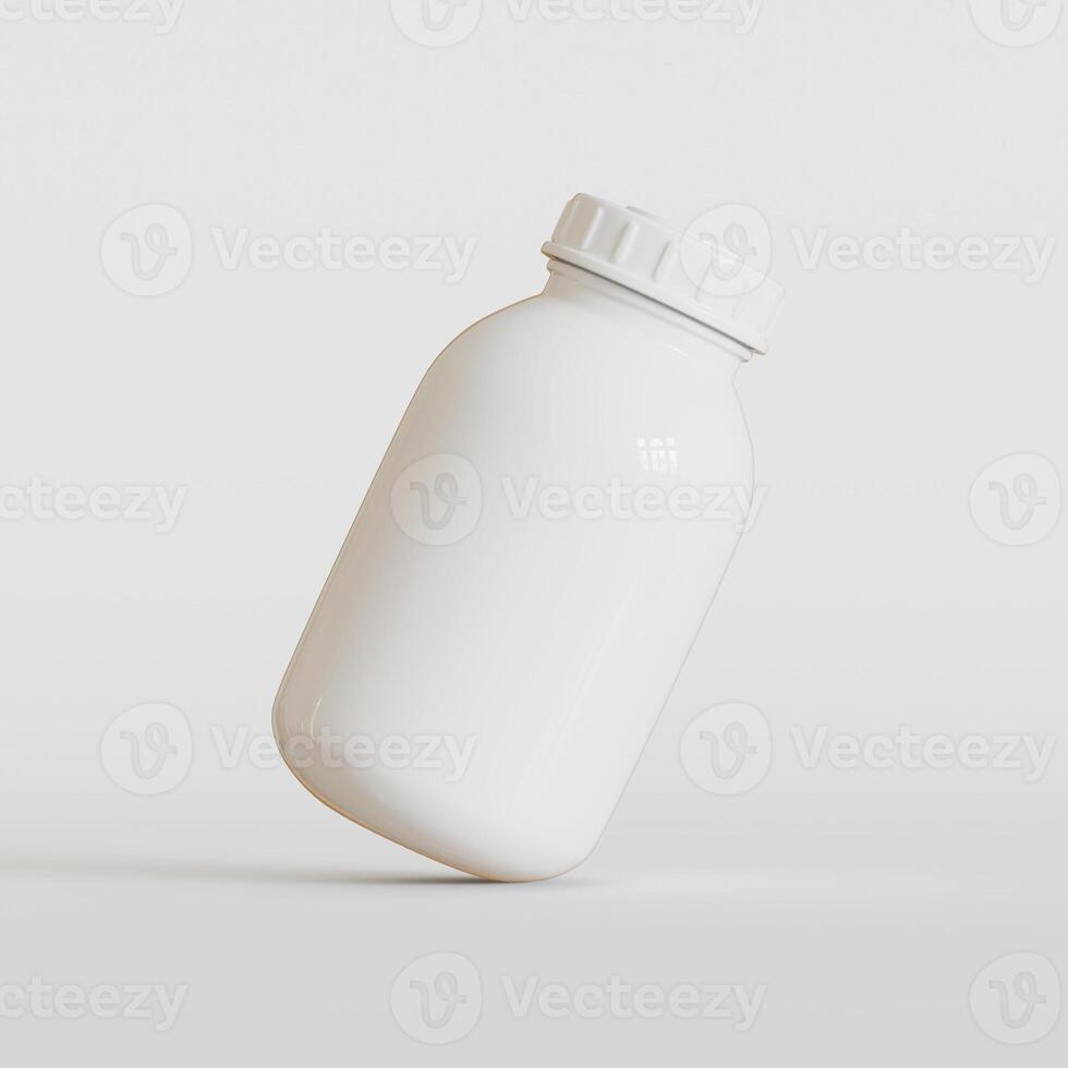 White plastic supplement or medicine mockup 3d rendering illustration photo