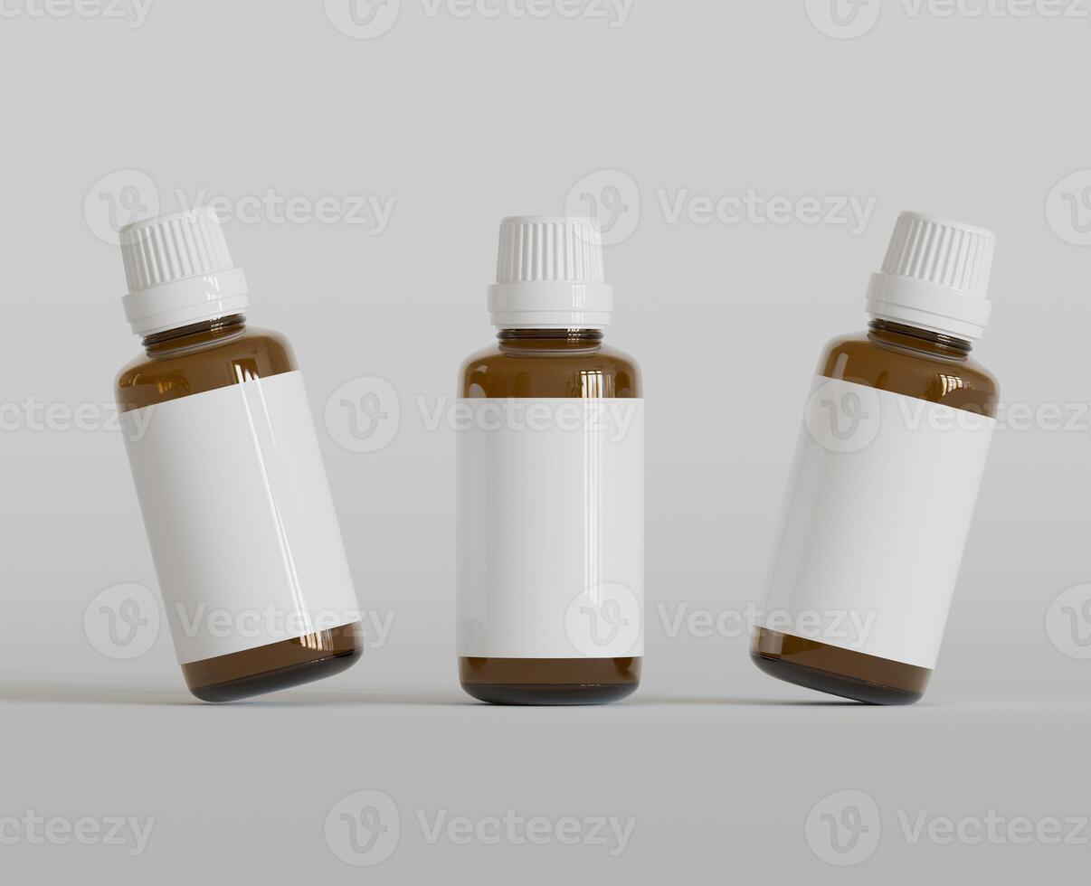 Dropper Bottle Mock-Up - Blank Label on white or bright background photo