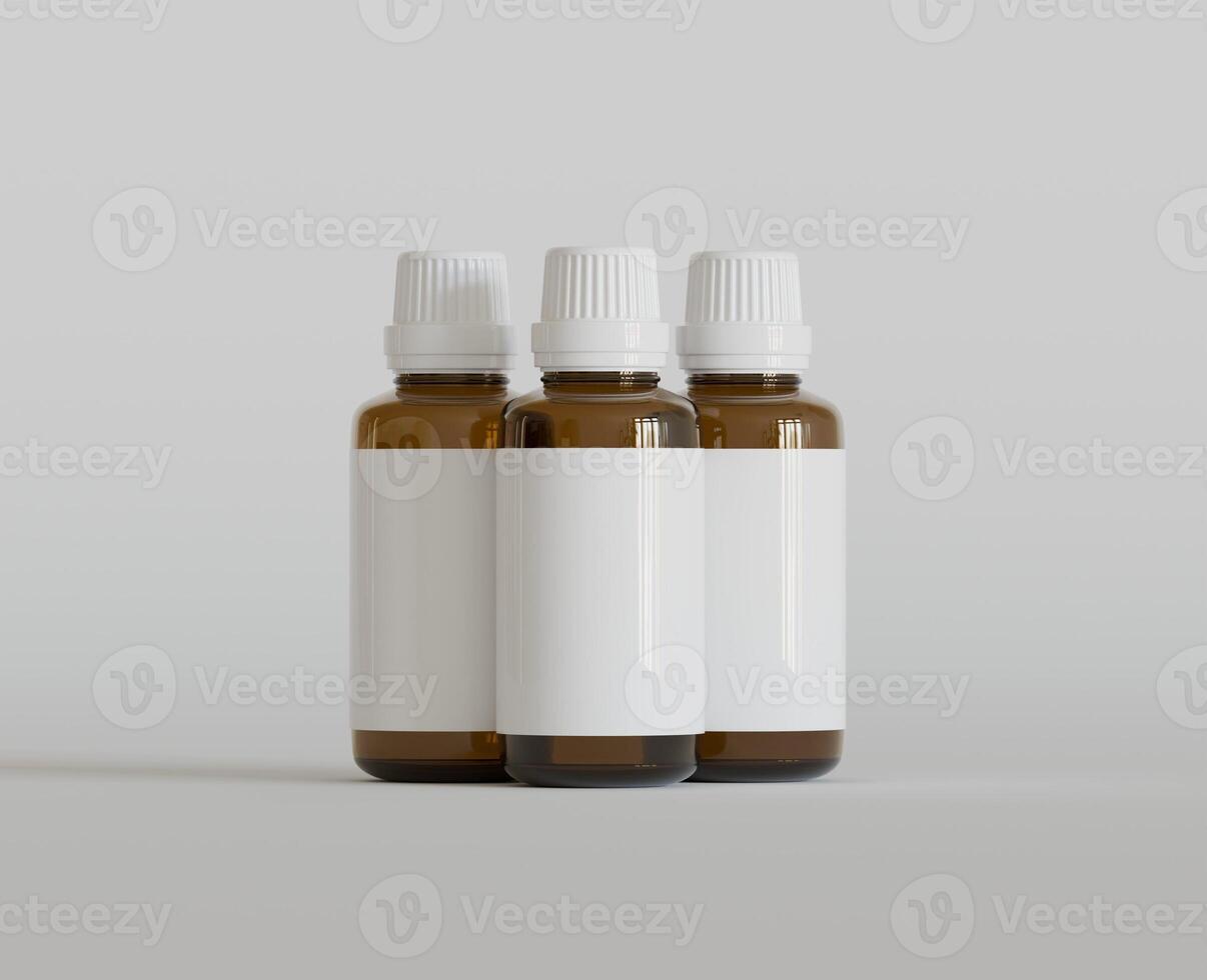 Dropper Bottle Mock-Up - Blank Label on white or bright background photo