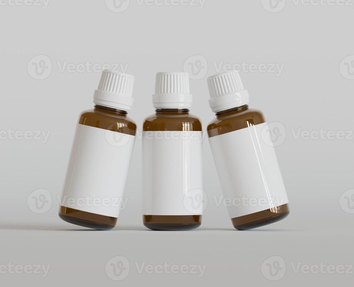 Dropper Bottle Mock-Up - Blank Label on white or bright background photo