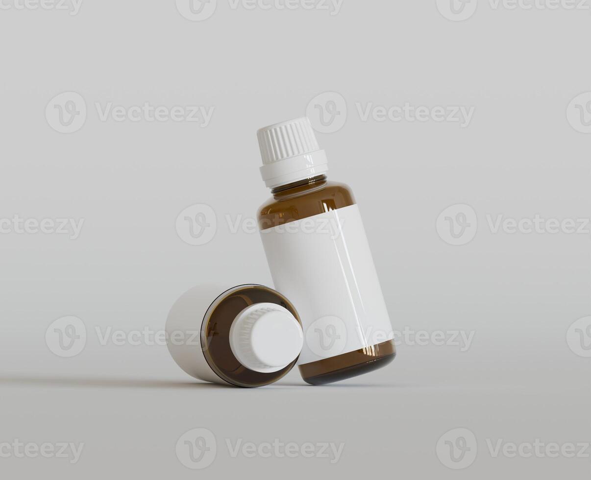 Dropper Bottle Mock-Up - Blank Label on white or bright background photo