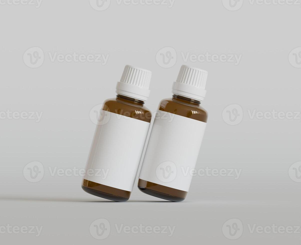 Dropper Bottle Mock-Up - Blank Label on white or bright background photo