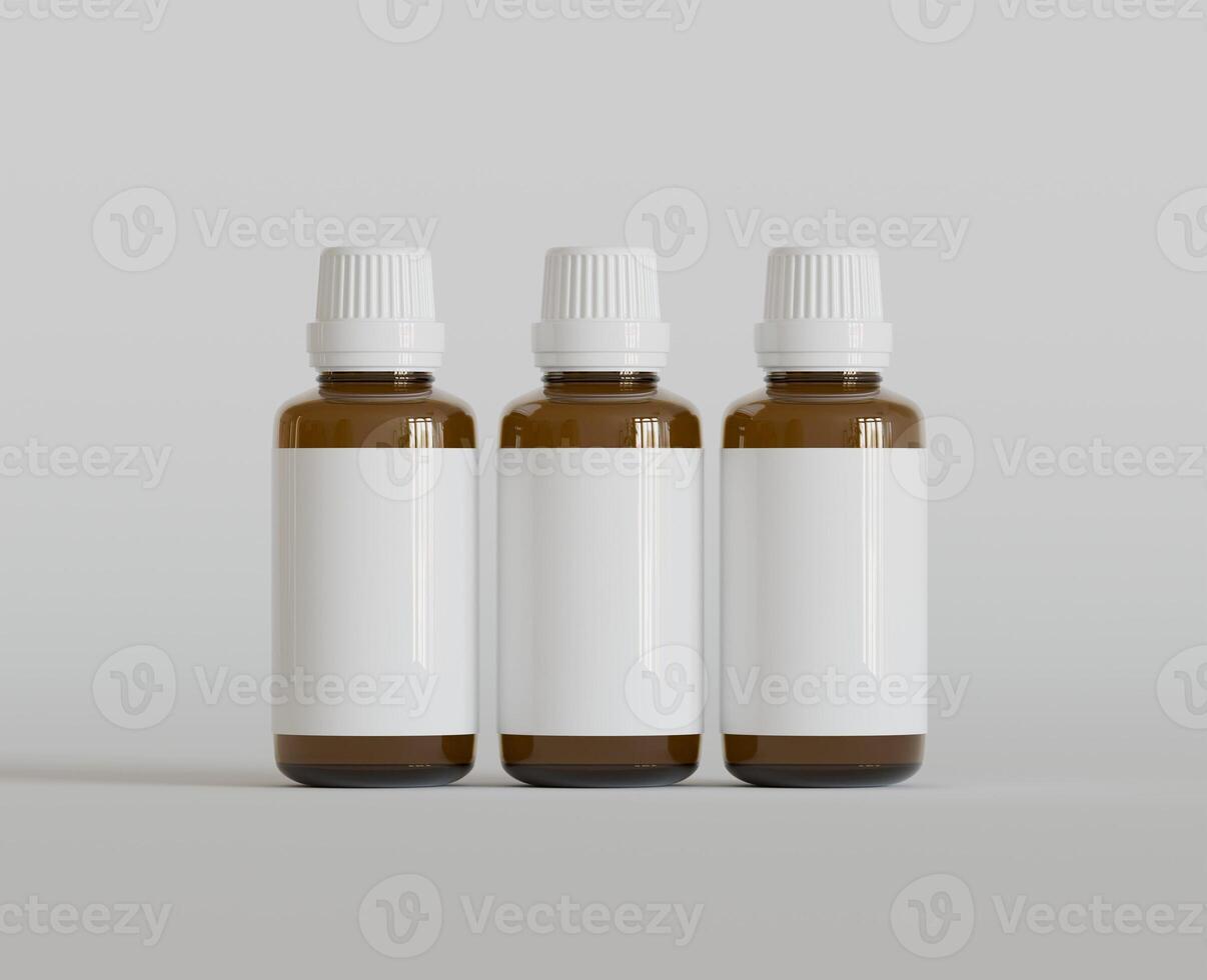 Dropper Bottle Mock-Up - Blank Label on white or bright background photo