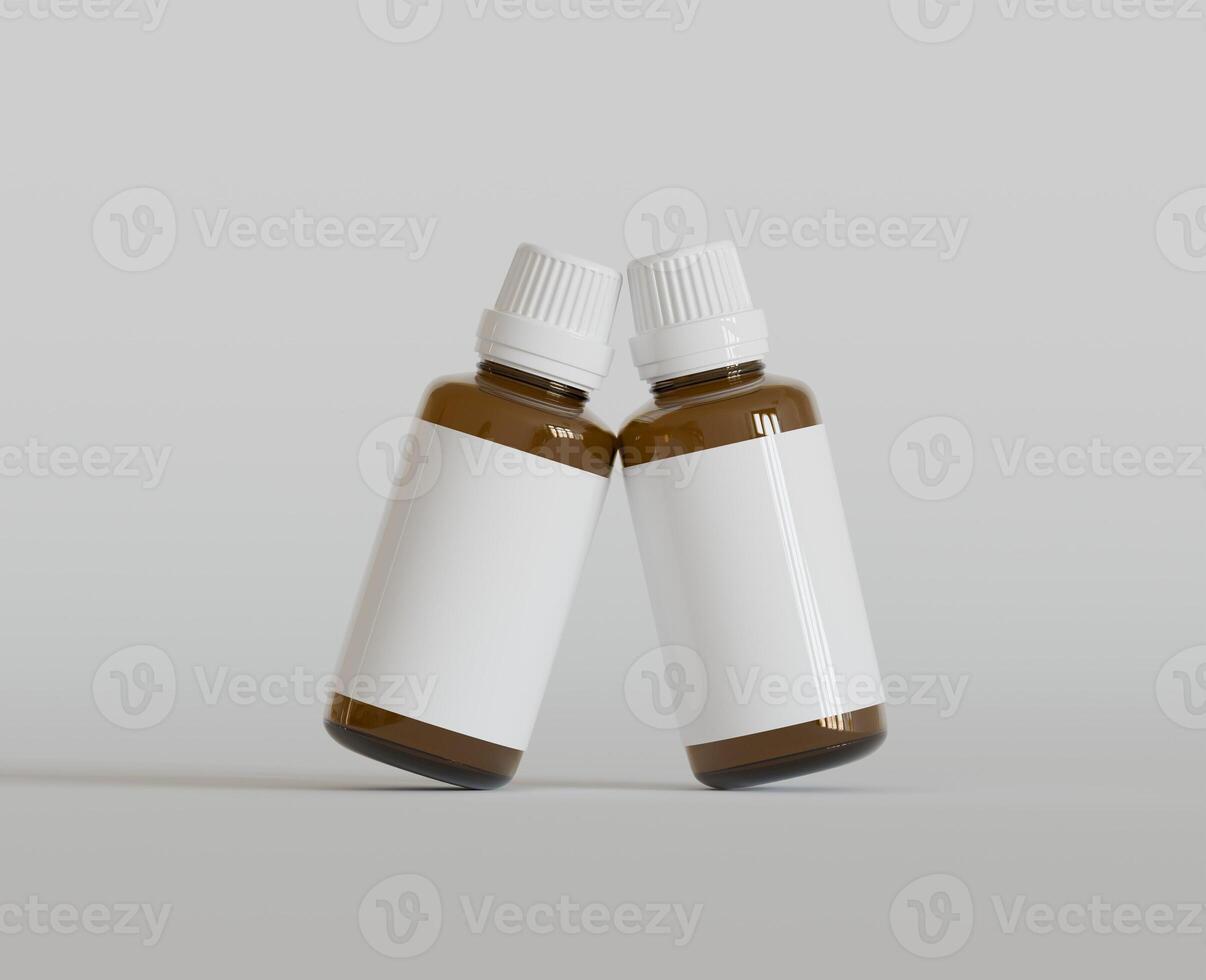 Dropper Bottle Mock-Up - Blank Label on white or bright background photo