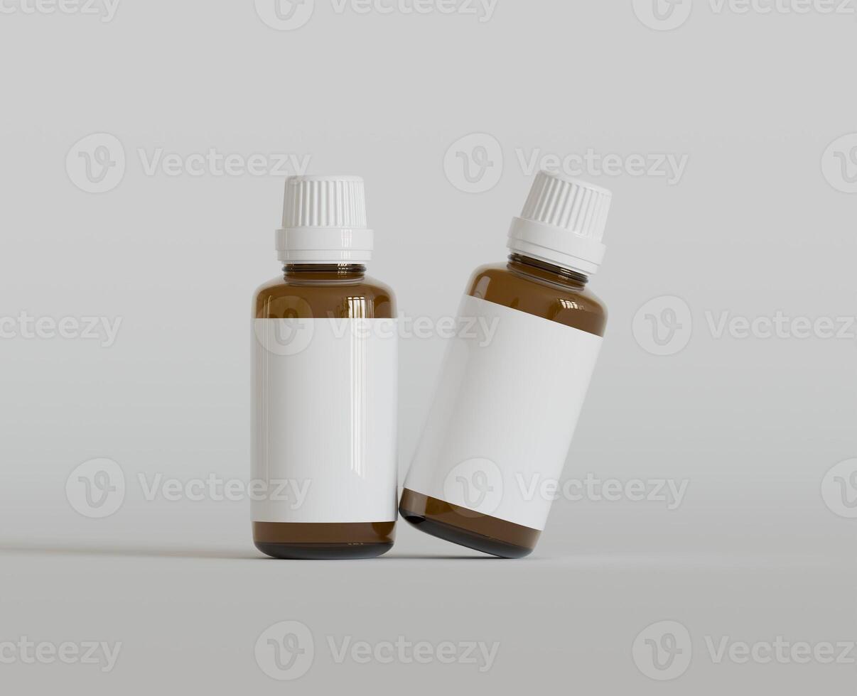 Dropper Bottle Mock-Up - Blank Label on white or bright background photo