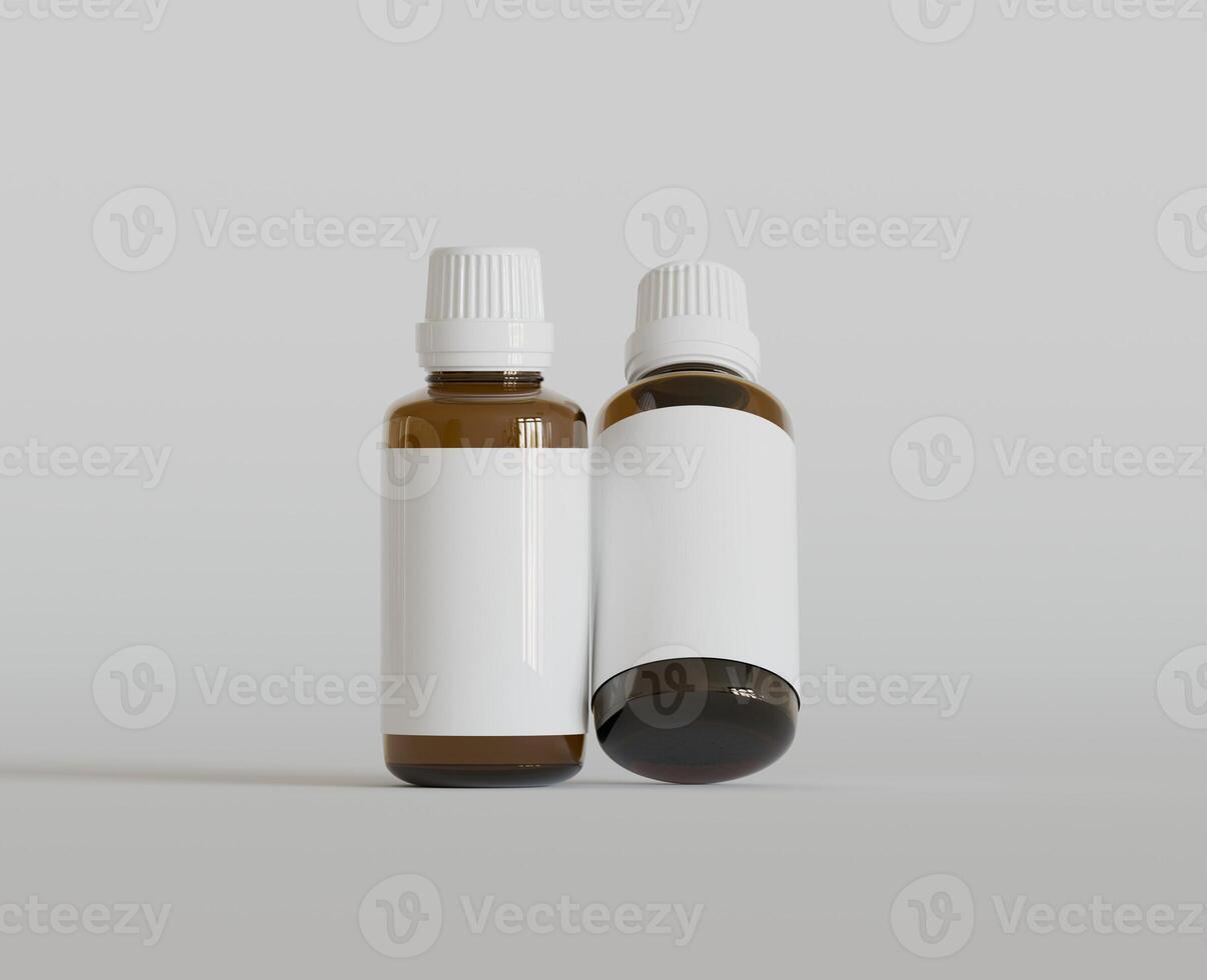 Dropper Bottle Mock-Up - Blank Label on white or bright background photo