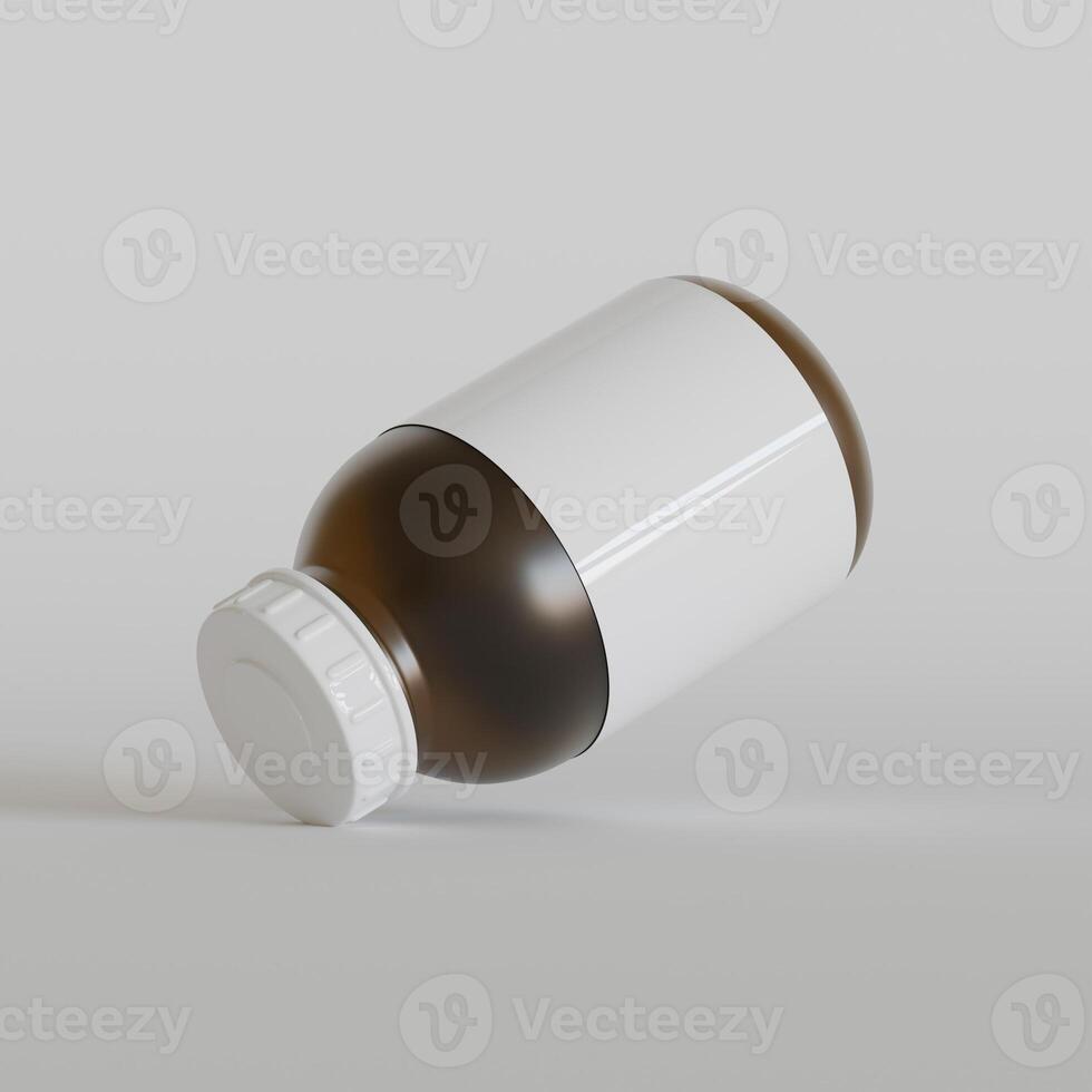 Medicine pill bottle isolated on a white background 3D rendering illustration photo