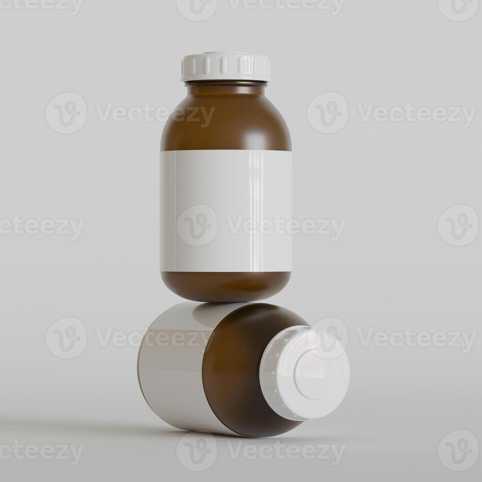 Medicine pill bottle isolated on a white background 3D rendering illustration photo