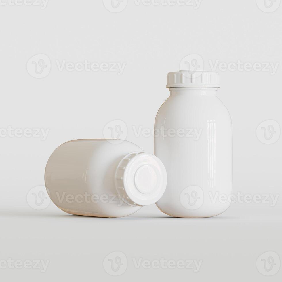 White plastic supplement or medicine mockup 3d rendering illustration photo