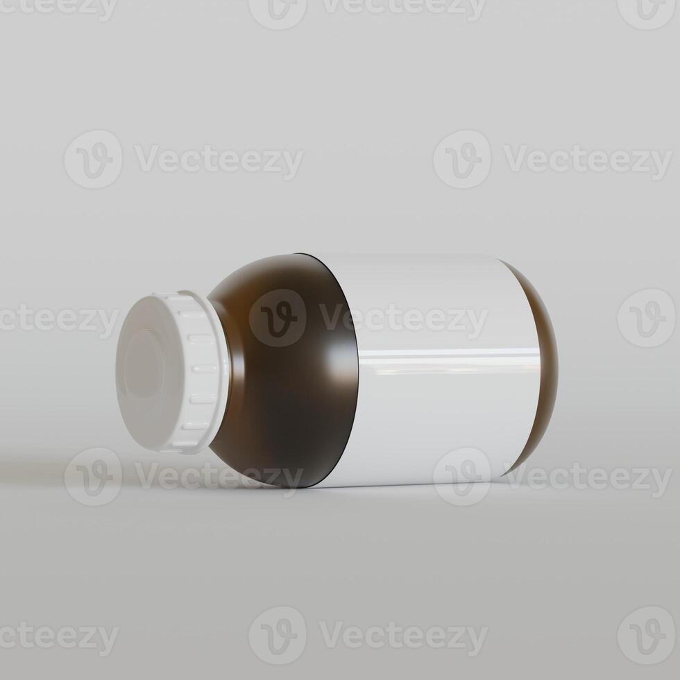 Medicine pill bottle isolated on a white background 3D rendering illustration photo