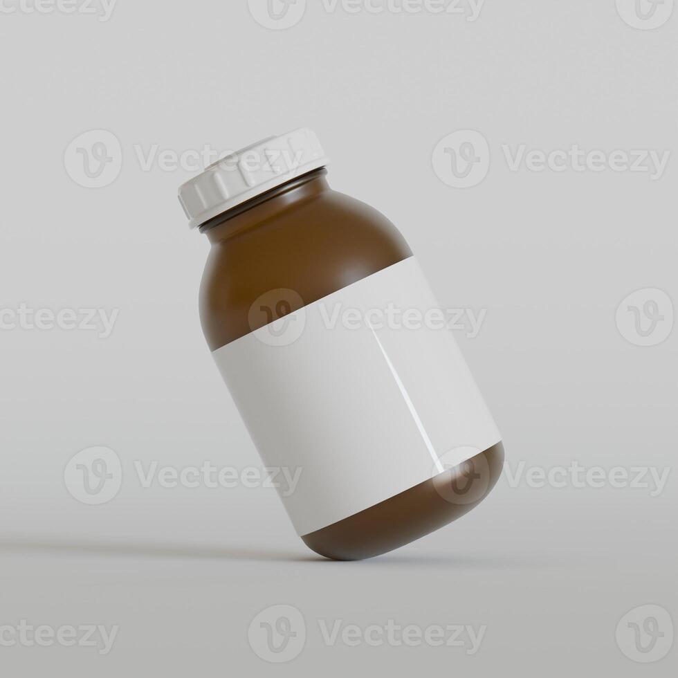 Medicine pill bottle isolated on a white background 3D rendering illustration photo